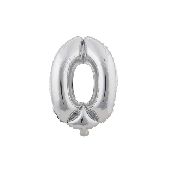 Aluminum Foil Number Balloon "0", Silver, 34-Inch