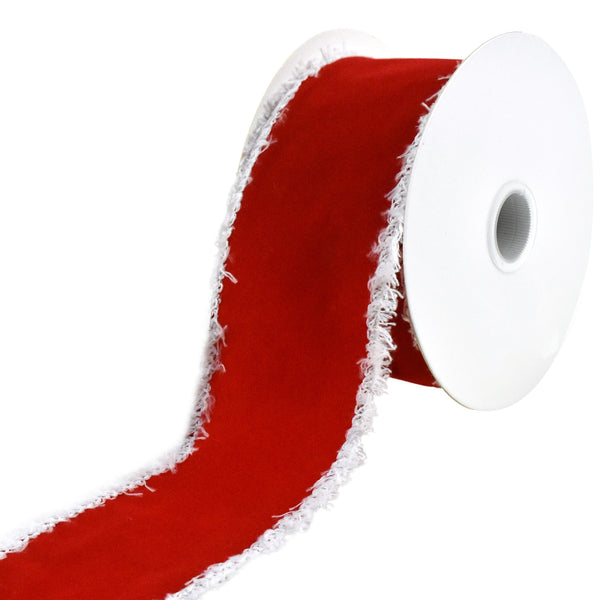 Christmas Velvet Fuzzy Wired Edge Ribbon, 2-1/2-Inch, 10-Yard - Red