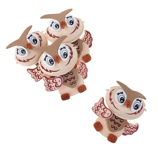 3D Owl Craft Foam Cutouts, Brown, 3-Inch, 10-Count