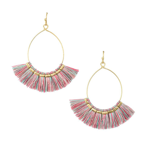 Fan Tear Drop Dangle Earrings, Multicolor 1, 2-Inch