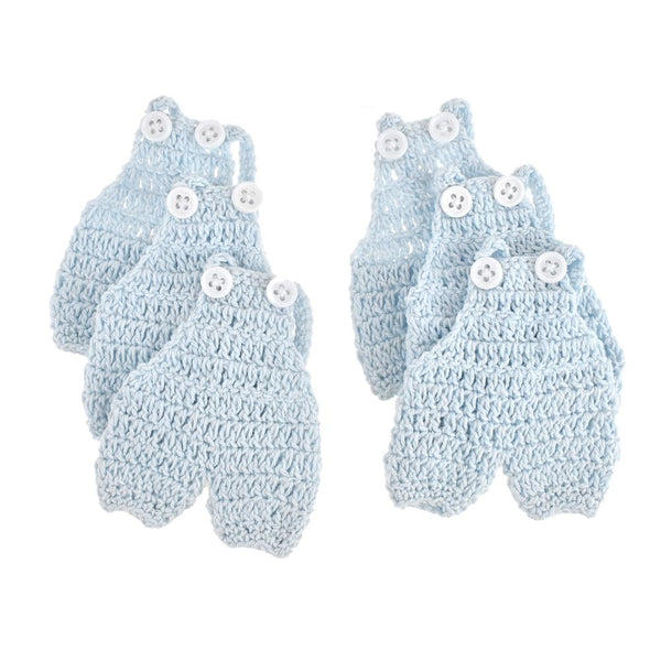 Mini Crochet Knitted Overall Jumper Favors, 2-3/4-Inch, 6-Piece, Blue