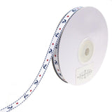 Nautical Anchor and Star Grosgrain Ribbon, 3/8-Inch, 25-Yard