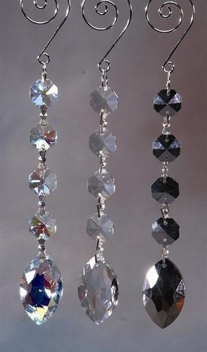 Acrylic Chandelier Crystals, Almond Link, 7-Inch, Silver