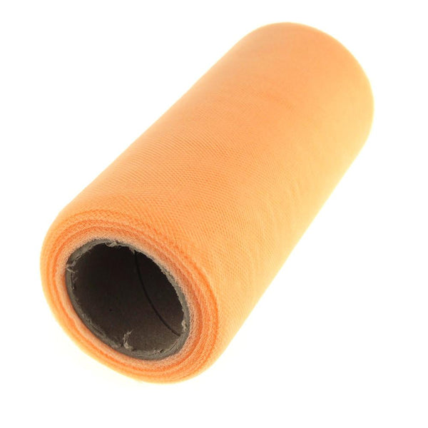 Premium American Tulle Spool Roll, Made in the USA, 6-Inch, 25 Yards, Apricot