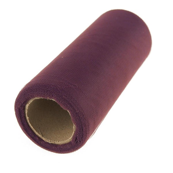 Premium American Tulle Spool Roll, Made in the USA, 6-Inch, 25 Yards, Aubergine