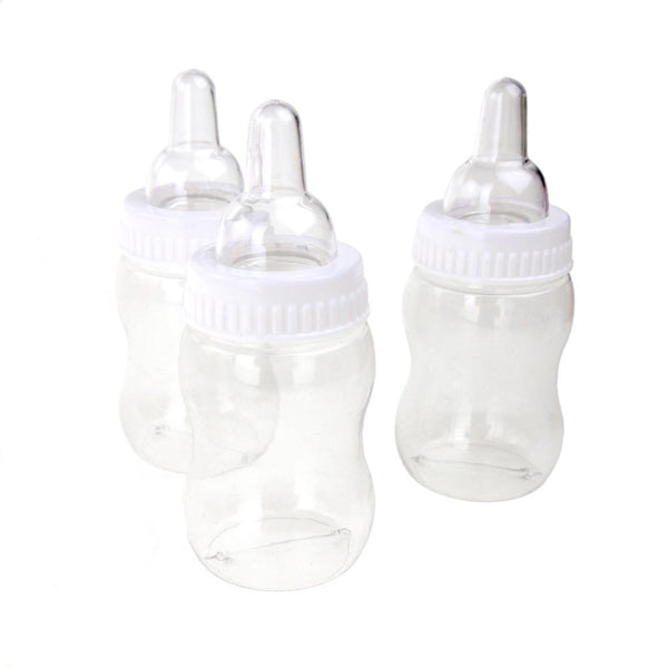 Mini Nursing Bottle Baby Shower Favors, White, 4-Inch, 12-Count