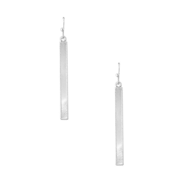 Rectangular Bar Drop Earrings, Silver, 1-1/2-Inch