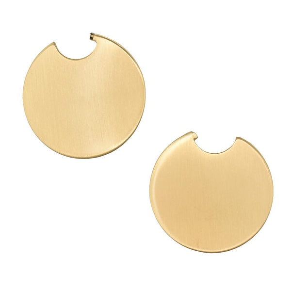 Round Disk Hoop Earrings, 1-1/2-Inch, Gold
