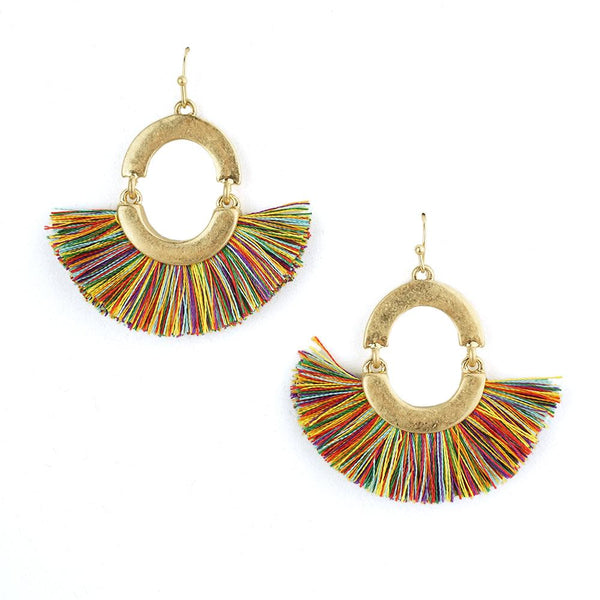 Mini Tassel Drop Dangle Earrings, 1-1/2-Inch, Multicolor
