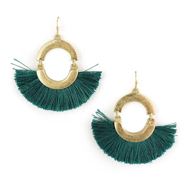 Mini Tassel Drop Dangle Earrings, 1-1/2-Inch, Teal