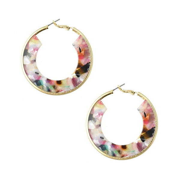 Circle Acetate Hoop Earrings, Multicolor, 2-Inch