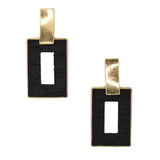 Rectangular Real Calf Hair Leather Drop Earrings, 2-1/4-Inch