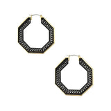 Metal Filigree Leather Hoop Earrings, 2-Inch