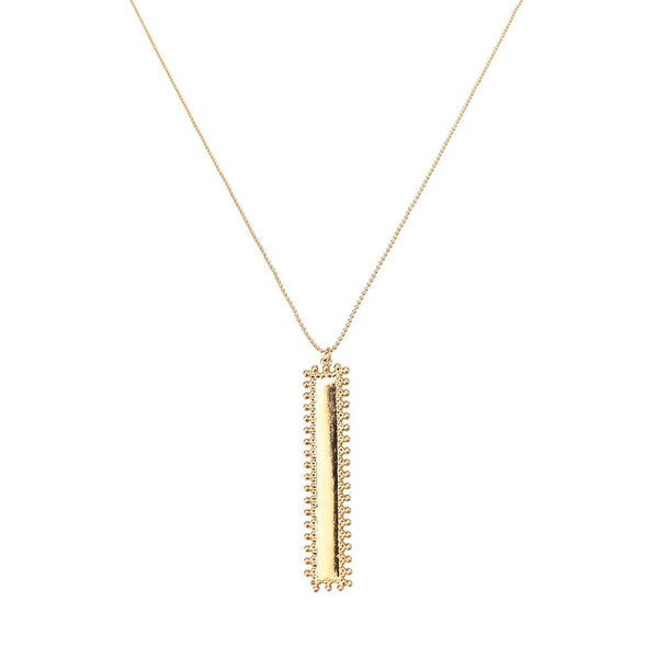 Rectangular Beaded Edge Pendant Necklace, 30-Inch