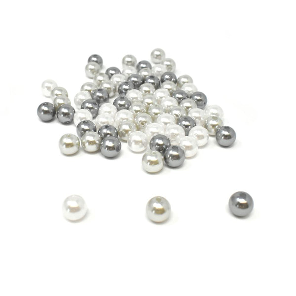 Plastic Tri-Color Pearl Beads, 10mm, 70-Piece, Smoke