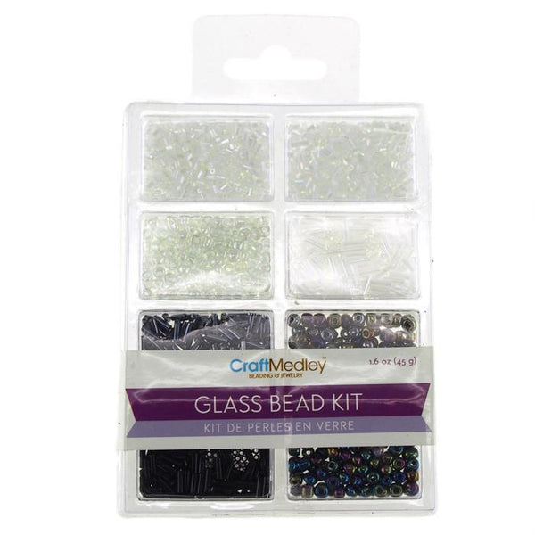 Loose Glass Beads Kit, Black & White, 45-gram