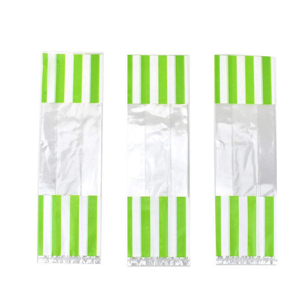 Striped Slim Party Favor Bags, Light Green, 10-3/4-Inch, 12-Count