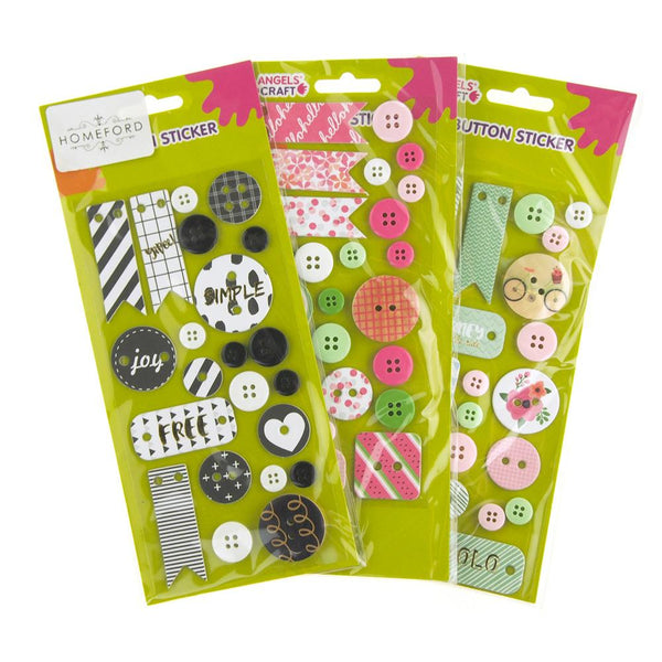 Button and Banner Scrapbooking Stickers, 22-Piece