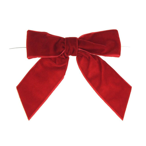 Pre-tied Velvet Bows, 4-1/2-Inch, 12-Piece, Red