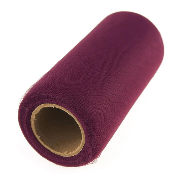 Premium American Tulle Spool Roll, Made in the USA, 6-Inch, 25 Yards, Burgundy