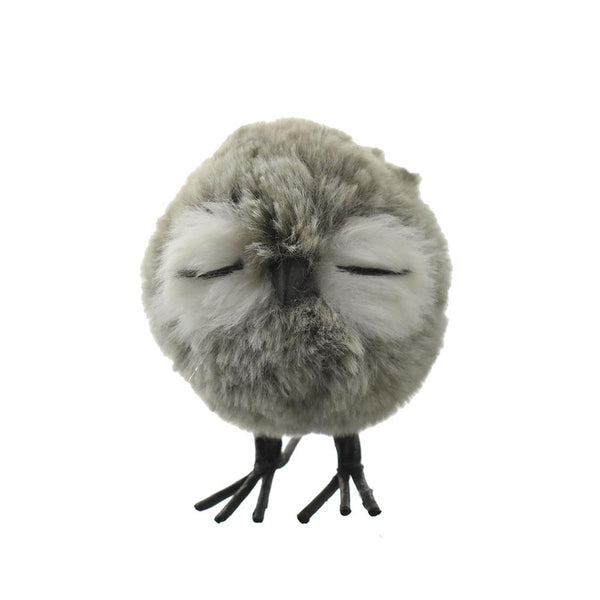 Plush Standing Owl Christmas Ornament, Grey, 4-1/4-Inch