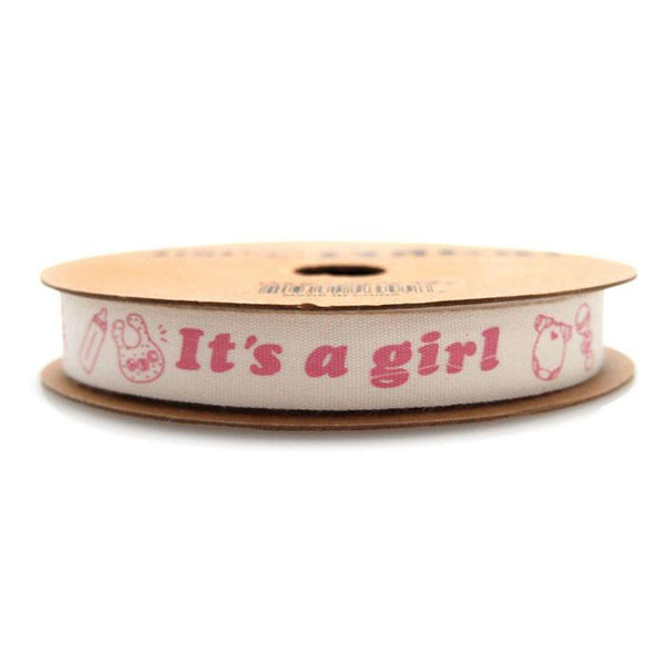 Its A Girl Baby Shower Cotton Ribbon, 5/8-inch, 10-yard