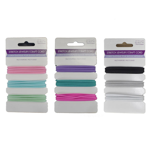 Stretchy Jewelry and Craft Cord, 3mm or 1/10-Inch, 3-Piece