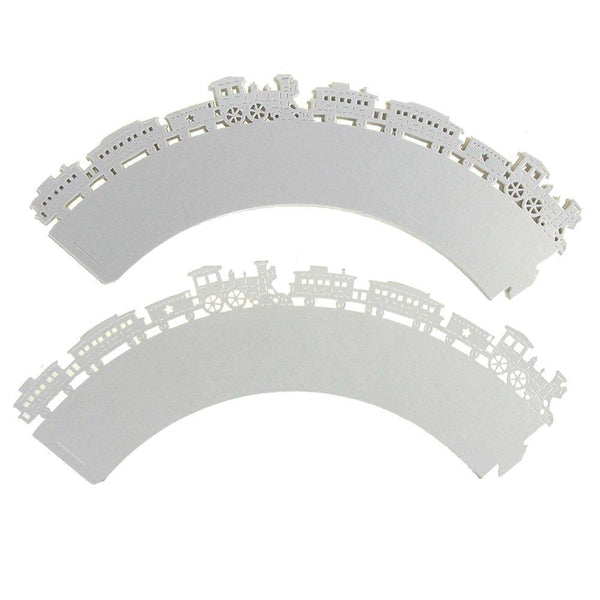 Choo Choo Train Cupcake Wrap, 2-Inch, 12-Piece, White