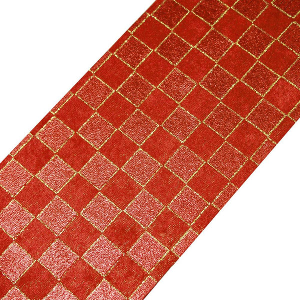 Velveteen Fabric Self-Adhesive Deluxe Sticker, 4x11-Inch, Checkered Red