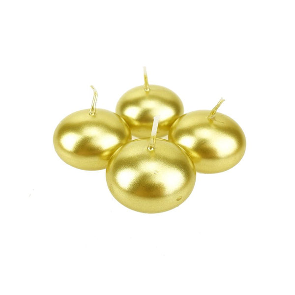 Metallic Floating Disc Unscented Candles, 1-1/2-Inch, 12-Count, Gold