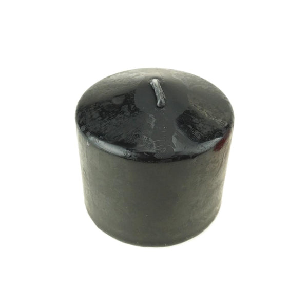 Dome Top Press Unscented Pillar Candle, Black, 3" x 3"
