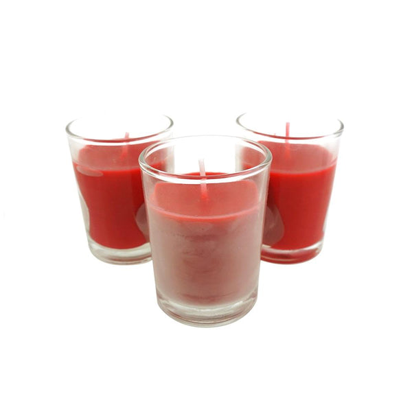 Unscented Poured Votive Glass Container Candles, 1-3/4-Inch, 12-Count, Red