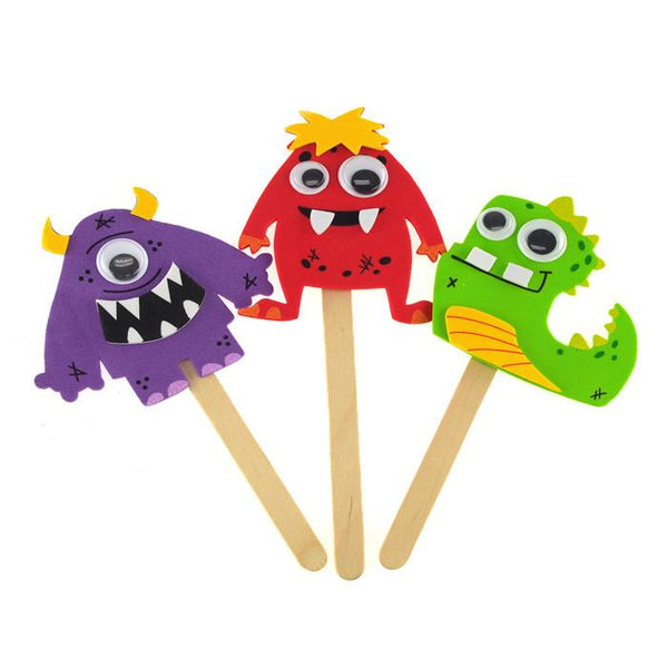 DIY Foam Character Stick Puppets - Monster Pals