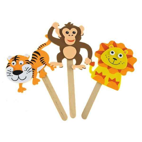 DIY Foam Character Stick Puppets - Jungle Pals