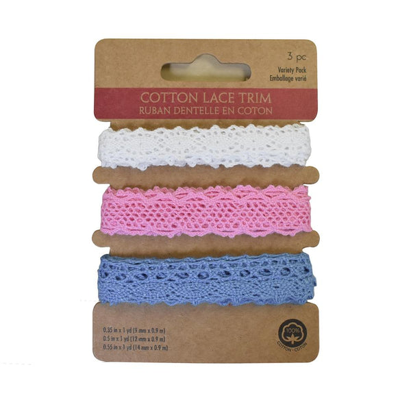 Assorted Cotton Lace Trim, 1-Yard, 3-Piece, Baby