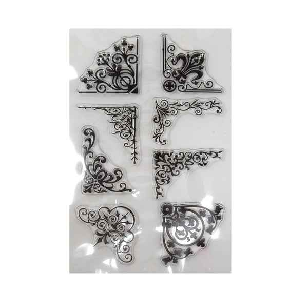Silicone Clear Stamps Floral Corners, 8-Count