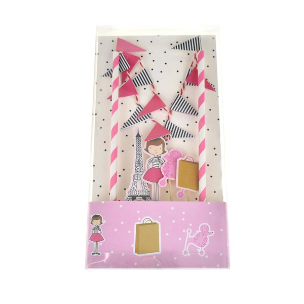 Paris Girl Party Celebration Cake Topper, 5-Piece