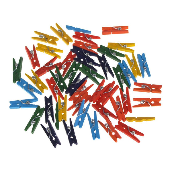 Mini Wooden Clothespins, Assorted Color, 1-Inch, 45-Count