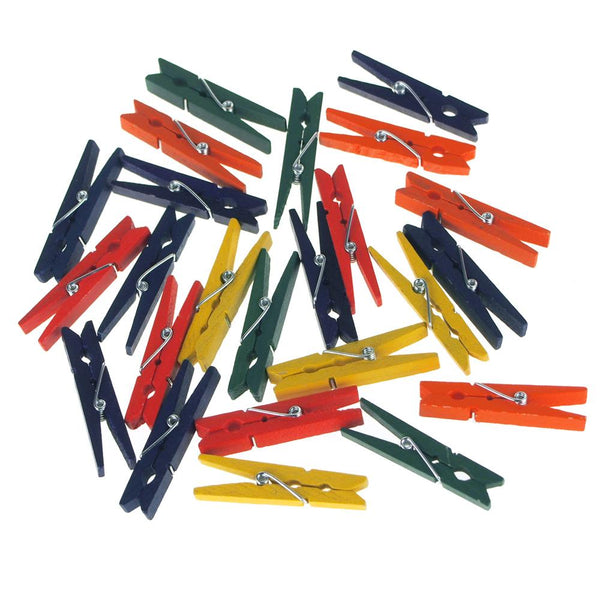 Mini Wooden Clothespins, Assorted Color, 1-7/8-Inch, 24-Count