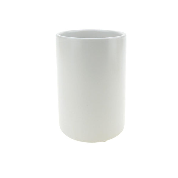 Matte Cylinder Ceramic Pot, White, 6-Inch