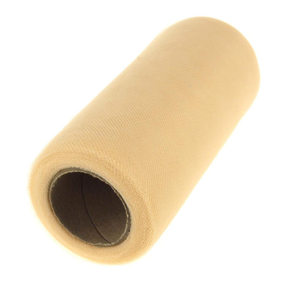 Premium American Tulle Spool Roll, Made in the USA, 6-Inch, 25 Yards, Champagne