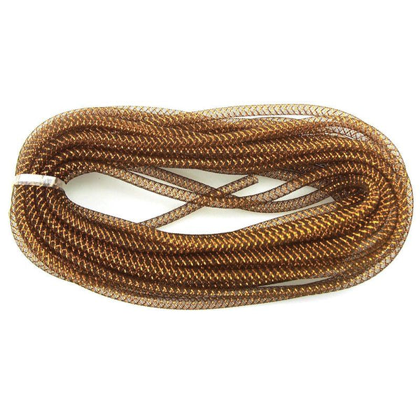 Solid Mesh Tubing Deco Flex Ribbon, 8mm, 10 Yards, Copper Brown