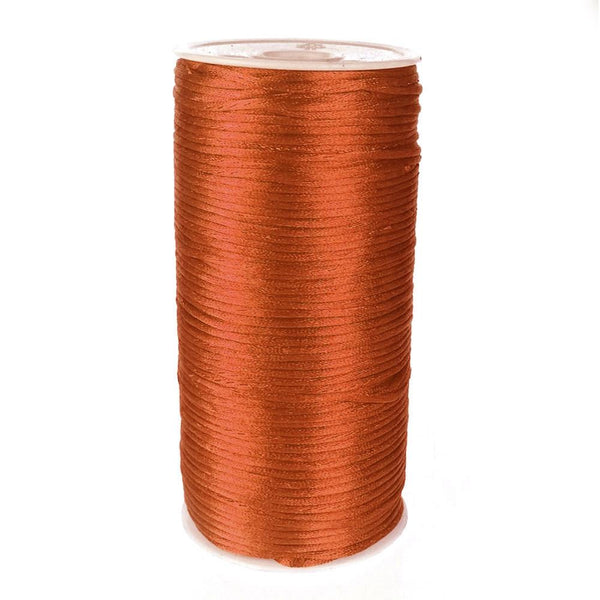 Satin Rattail Cord Chinese Knot, 1/16-Inch, 200 Yards, Coral