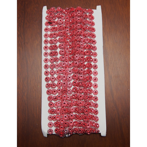 Daisy Flower Rhinestone Trim Strand, 9mm, 10 Yards, Coral