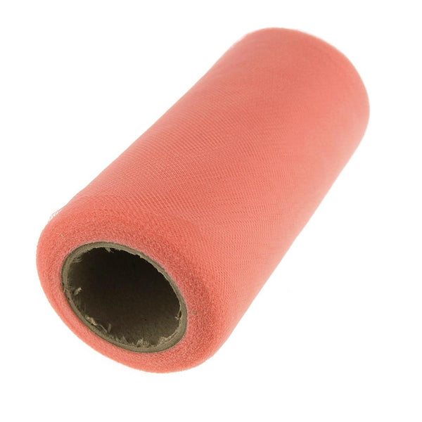 Premium American Tulle Spool Roll, Made in the USA, 6-Inch, 25 Yards, Coral Rose