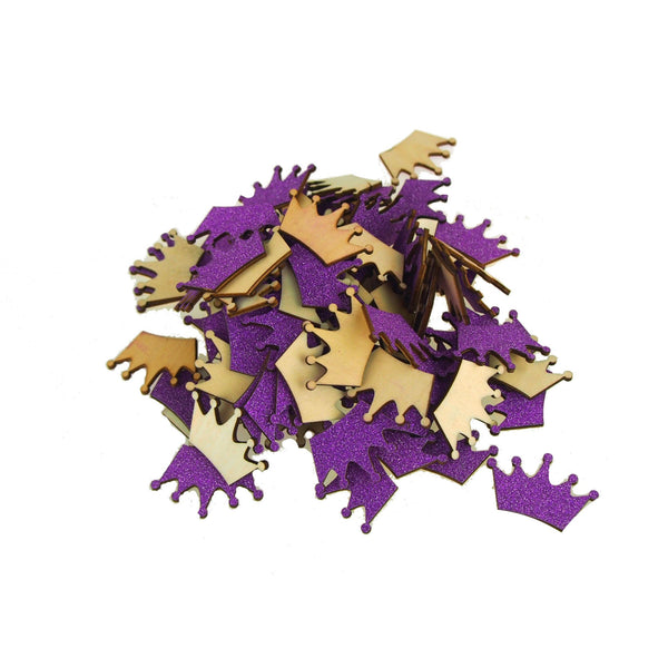 Royal Crown Glitter Wood Favors, 1-1/2-Inch, Purple, 100-Piece