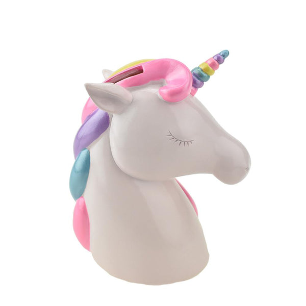 Resin Rainbow Unicorn Coin Bank, 6-1/8-Inch