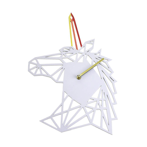 Geometric Unicorn Wall Clock, White, 16-1/2-Inch
