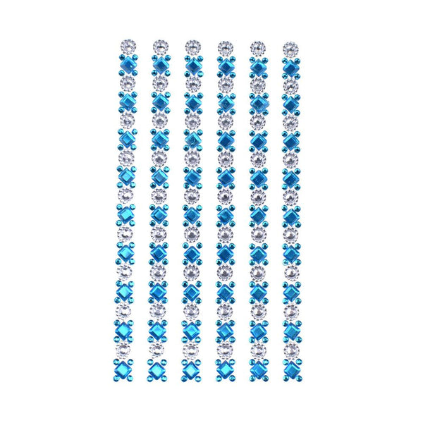 Rhinestone Embellishments Stickers, 6-Inch, 5-Strips, Turquoise