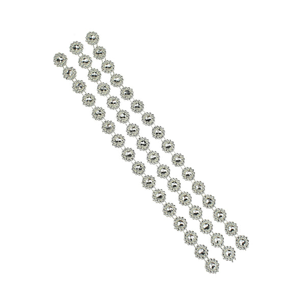 Round Diamond Flowers Stickers, 5/8-Inch, 3-Strips